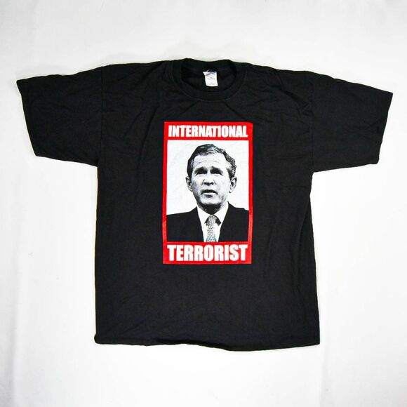 Vintage Y2K Anti George Bush International Terrorist T-Shirt - XL - Picture 1 of 4